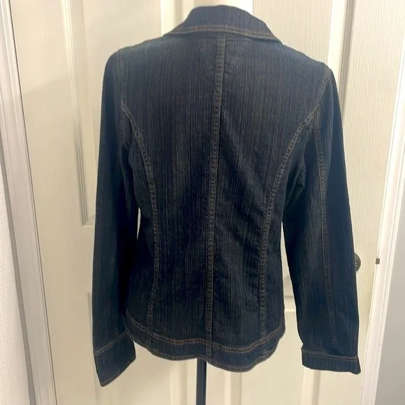 Vintage Tommy Hilfiger Dk Wash Denim Blazer Button Closure Pockets Fitted Size L - Picture 13 of 14